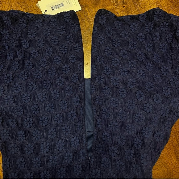 NWT Bardot Adoni Long Sleeve Lace Midi Dress L / US 8 Navy Fitted - Picture 10 of 13
